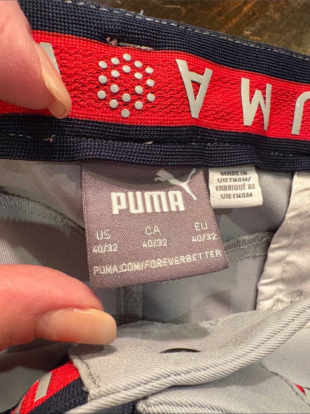 Puma Men's Navy and Red Logo Waistband Boxer Briefs